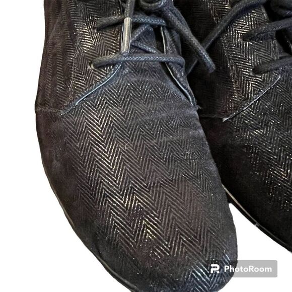 Aerosoles Shoes Womens 7.5 M Orange Sota Wedge Black Fabric Lace Up - Picture 5 of 5